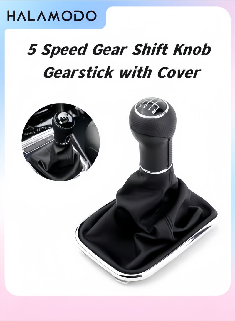 Halamodo 5 Speed Car Gear Shift Knob Gaiter Boot with PU Leather Dustproof Cover Manual Shift Boot Compatible with VW Golf Bora Jetta GTI MK4 - Image 1