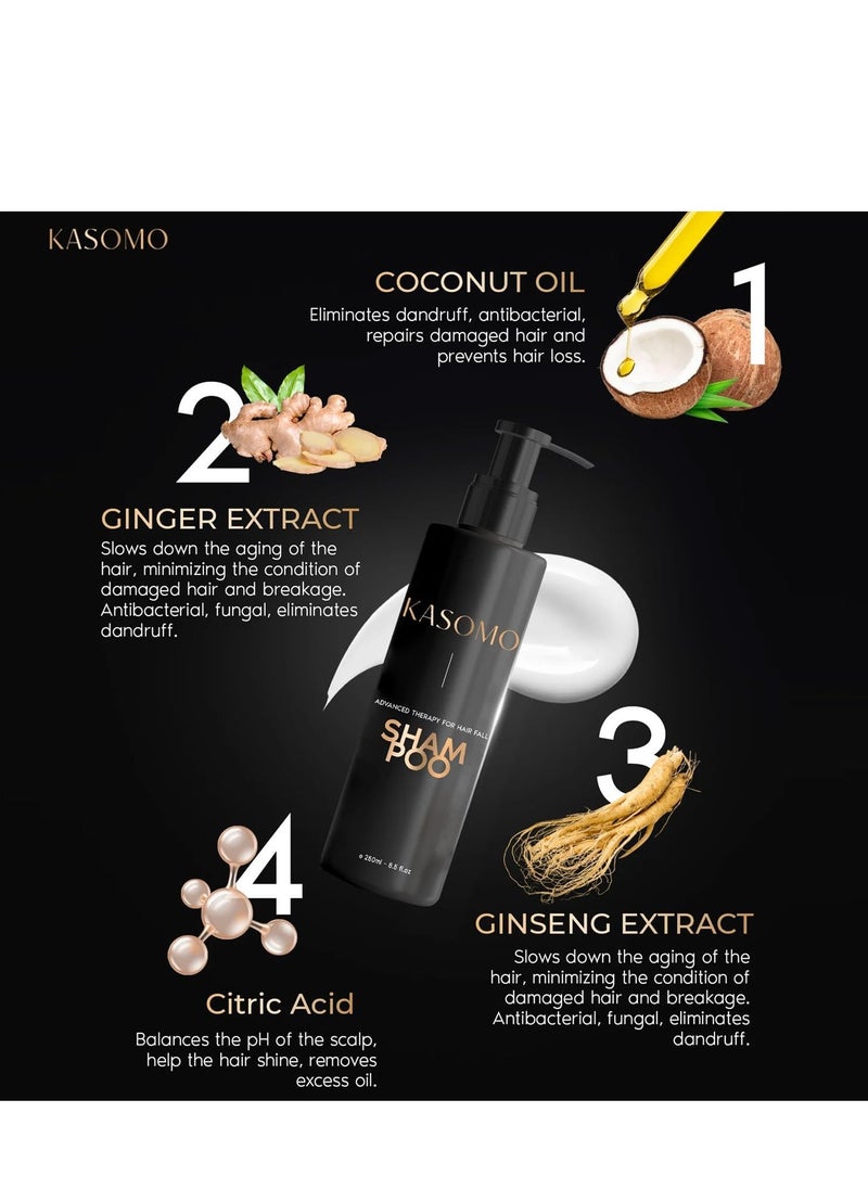 Kasomo KASOMO Anti-Dandruff Shampoo 250 ml & Hair Dry Repair Mask 250ml with Scalp Massager, Deeply Moisturizing Nourishing Hair Stronger, Thicker and Healthier with Natural Ingredients  - Image 2