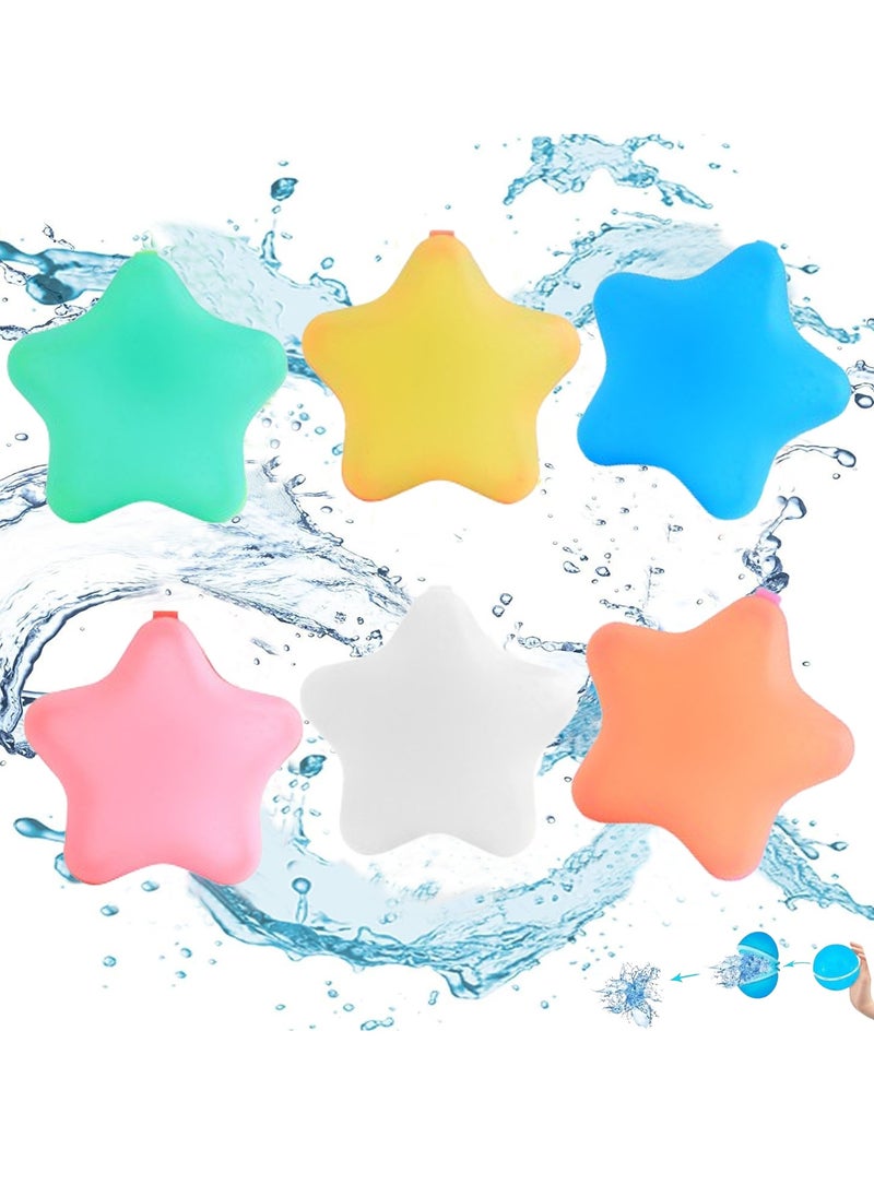 Generic - Water Balloons Reusable 6 PCS Soft Silicone Water Splash Ball for Kids School Self-Sealing Refillable Water Ballfor Kids Adults Fun Water Fight Game Summer Swimming Pool Party Supplies（B） - Image 1