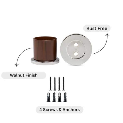 Colornest Wall to Wall Curtain Rod Bracket | 1 inch Walnut Finish Curtain Rail Rod Holder Heavy-Duty – with Screws and Wall Plugs Pack of 2 - Image 3
