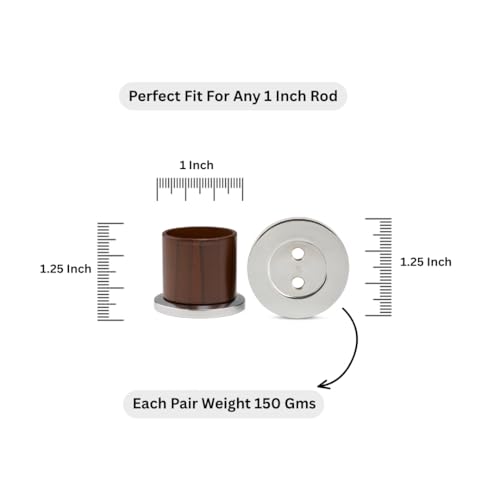 Colornest Wall to Wall Curtain Rod Bracket | 1 inch Walnut Finish Curtain Rail Rod Holder Heavy-Duty – with Screws and Wall Plugs Pack of 2 - Image 2