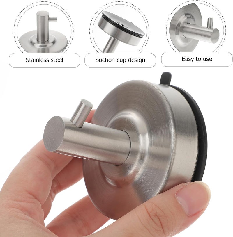 304 Stainless Steel Suction Cup Hooks, Punch-Free Towel and Robe Hangers for Bathroom and Shower, 2pcs Sturdy Metal Suction Hooks for Windows and Walls - Image 4
