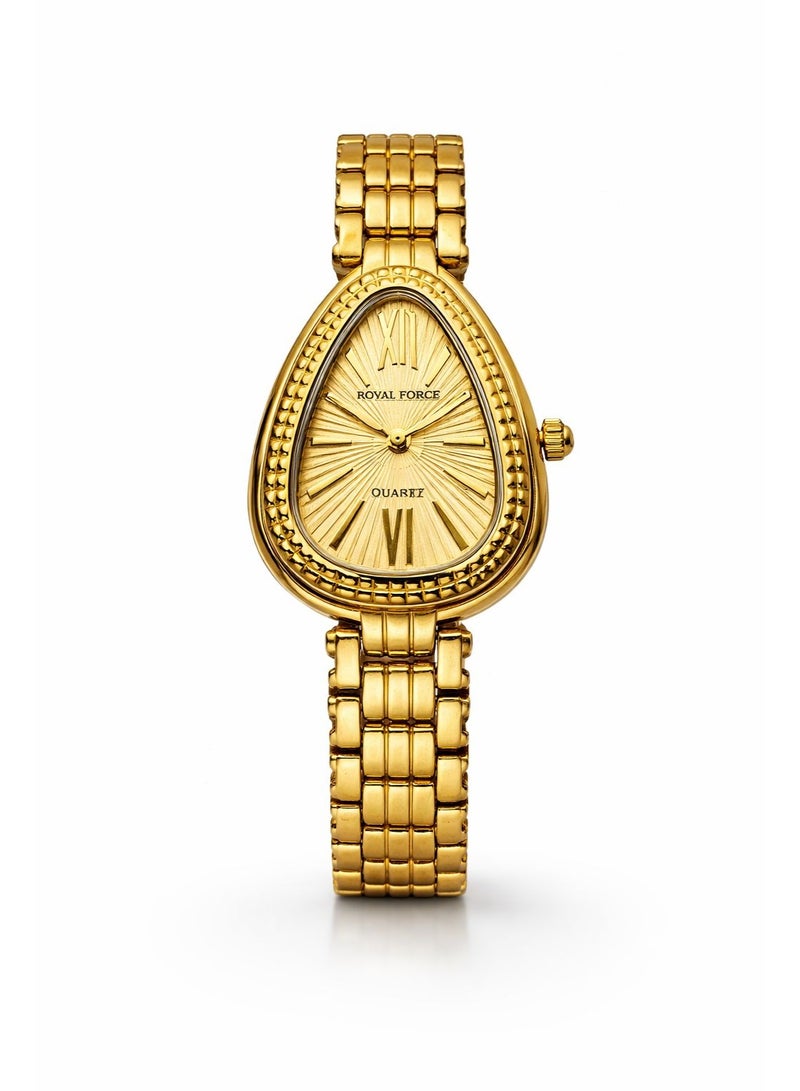 Royal Force Bellora RF014L Women’s Luxury Analog Watch Gold Stainless Steel Bracelet Oval Dial Elegant Ladies Wrist Watch - Image 1