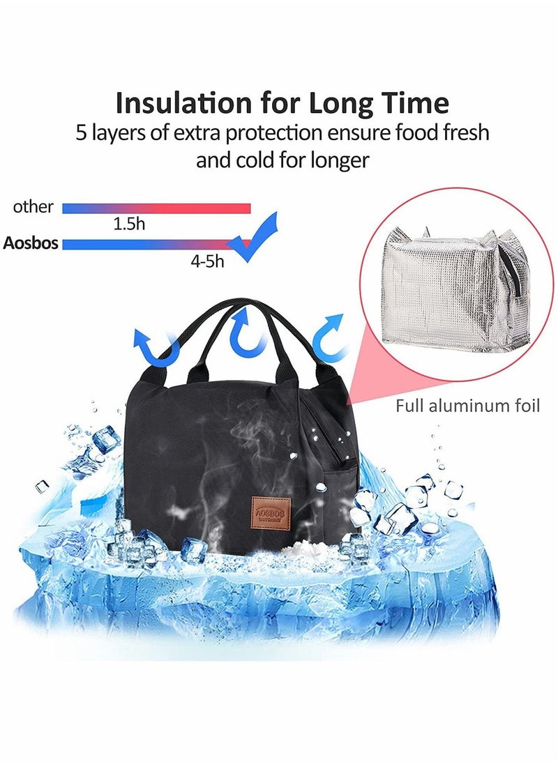 Generic Lunch Bag Bento Bag, Insulated Lunch Box Men Adult Lunchbox Lunch Tote Reusable Meal Prep Container Bag Bento Box Cooler Bag for Students Ladies Men Picnic Work Outdoor Office (Black)  - Image 3