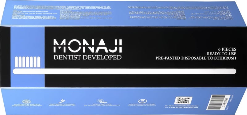 Monaji Prepasted 6Pcs Disposable Toothbrush, Ultra Soft | Gentle Cleaning for Sensative Teeth and Gum | Travel Friendly | Great for AirBnb, SPA & Hotels | Pack of 6 - Image 3
