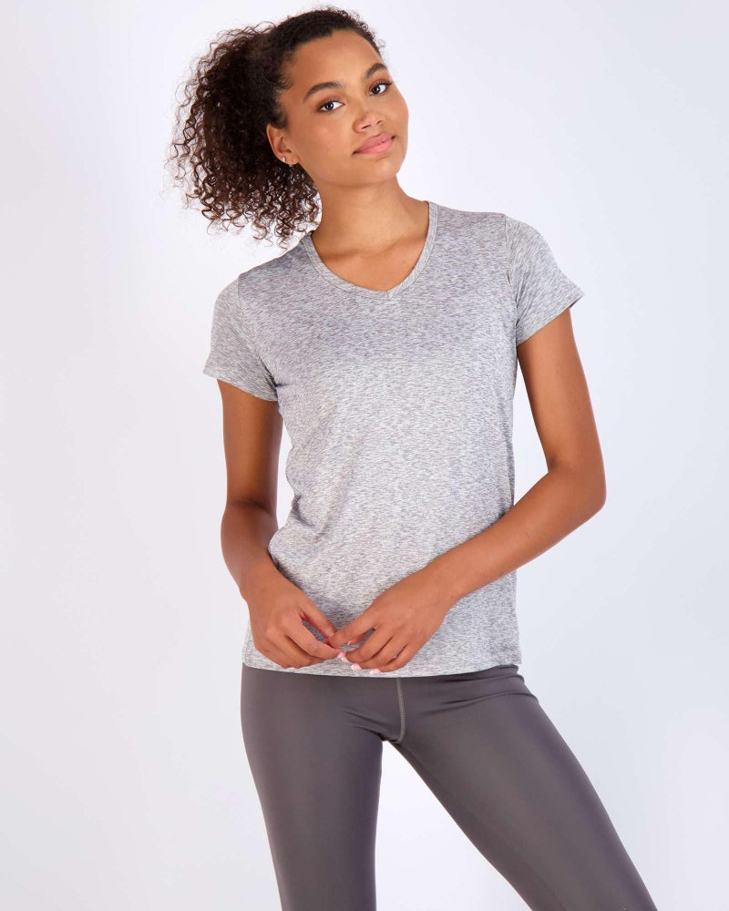 REALESSENTIALS Real Essentials 5 Pack: Women's Dry Fit Short Sleeve V Neck Workout Top - Fitness Pilates Gym Athletic Yoga T-Shirt (Plus Available), Set 11, XL - Image 2