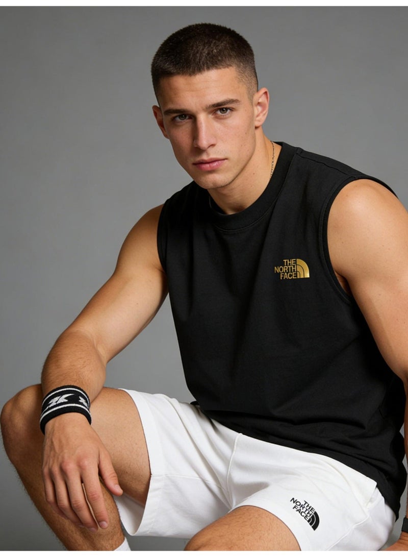 THE NORTH FACE North sleeveless vest T-shirt gold logo printing loose version-cotton round neck-the same for men and women - Image 1