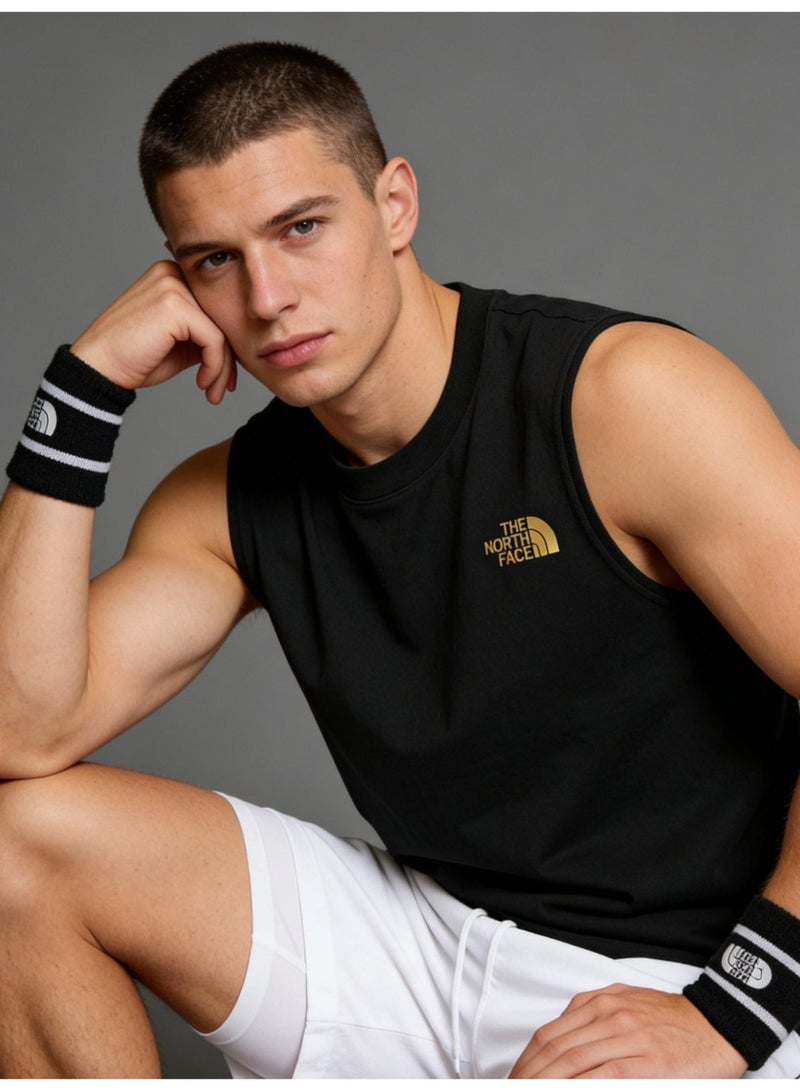 THE NORTH FACE North sleeveless vest T-shirt gold logo printing loose version-cotton round neck-the same for men and women - Image 5