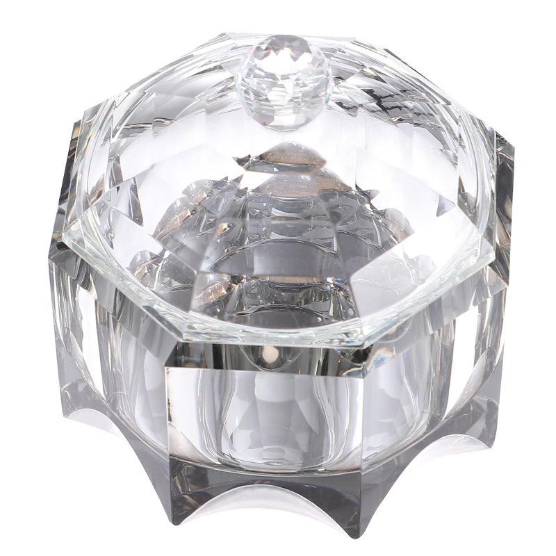 Octagonal Black Gold Crystal Ashtray with Lid Smokeless Desktop Ash Container for Home Office - Image 2