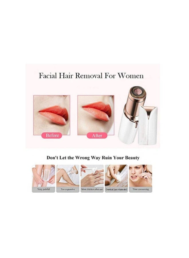Electric Facial Hair Remover, Women’s Portable Facial Hair Trimmer, Best Painless Flawless Hair Remover for Women Bikini Area, Peach Fuzz, Upper Lip, Arm (White) - Image 3
