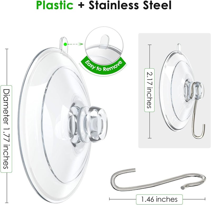 Hangerspace Suction Cup Hooks, 1.77 Inches Clear PVC Suction Cups with Metal Hooks Removable Small Suction Cups for Shower Bathroom Kitchen Wall Window Glass Door 12 Pack - Image 5