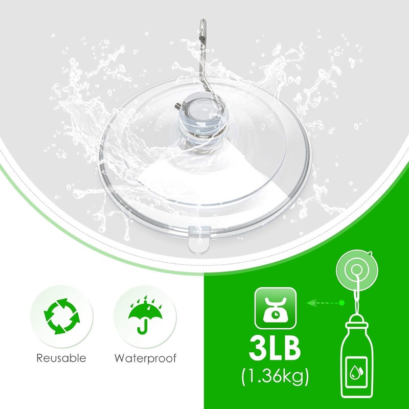 Hangerspace Suction Cup Hooks, 1.77 Inches Clear PVC Suction Cups with Metal Hooks Removable Small Suction Cups for Shower Bathroom Kitchen Wall Window Glass Door 12 Pack - Image 3