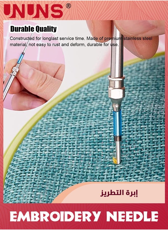 UNUNS - Punch Needle Set,15 Pcs Embroidery Stitching Punch Needle，Embroidery Poking Cross Stitch Tools Knitting Needle,Art Handmaking Sewing Needles With 4 Colors Thread - Image 1