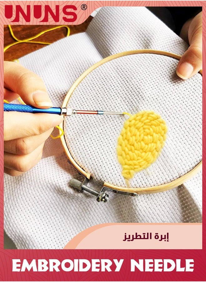 UNUNS - Punch Needle Set,15 Pcs Embroidery Stitching Punch Needle，Embroidery Poking Cross Stitch Tools Knitting Needle,Art Handmaking Sewing Needles With 4 Colors Thread - Image 1