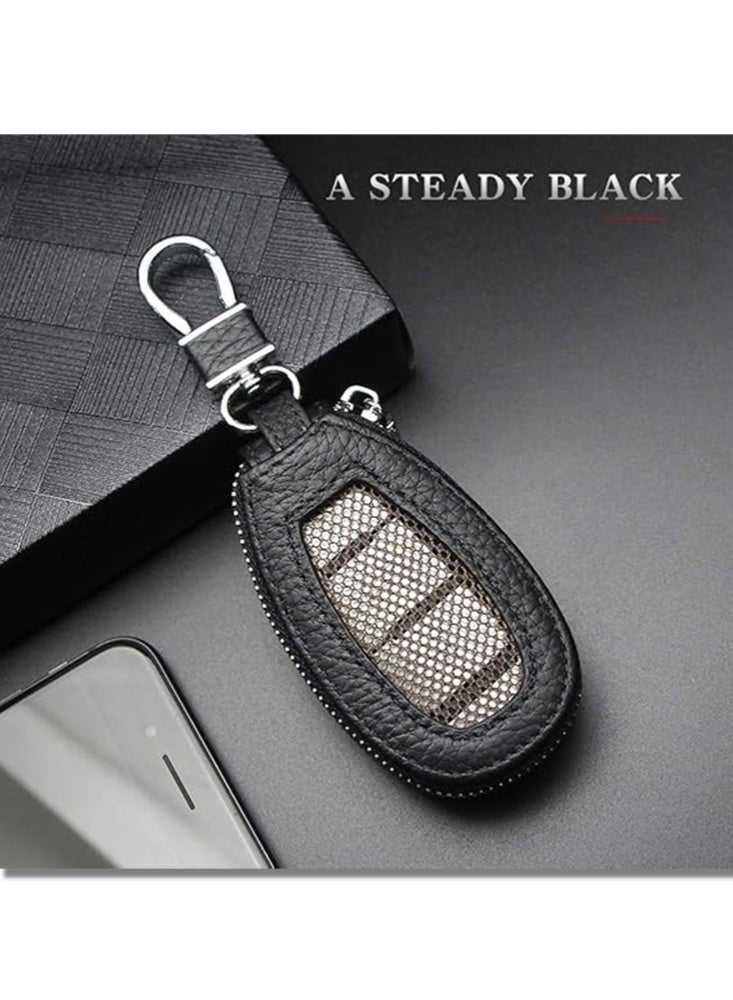 اوليو حافظة مفاتيح من الجلد الطبيعي مع غطاء مفتاح ذكي للسيارة وحامل سلسلة مفاتيح وخطاف معدني - Image 5