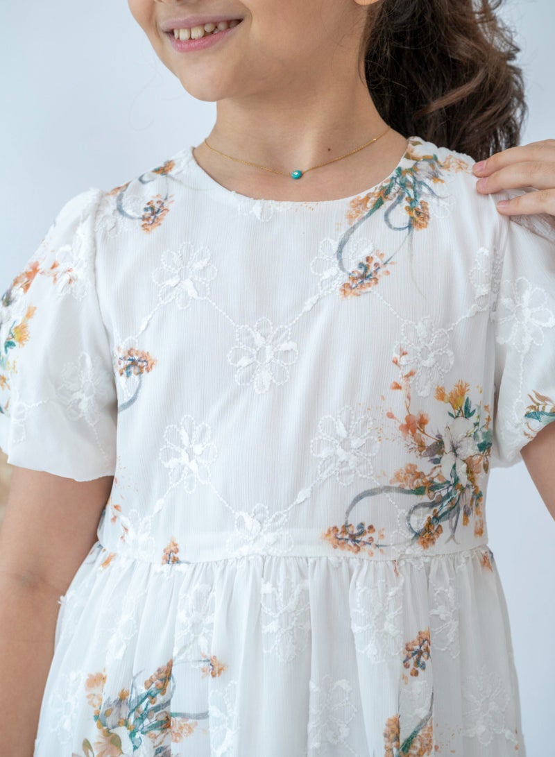 LALEENA Girls’ Elegant Floral Embroidered Midi Dress - Image 4