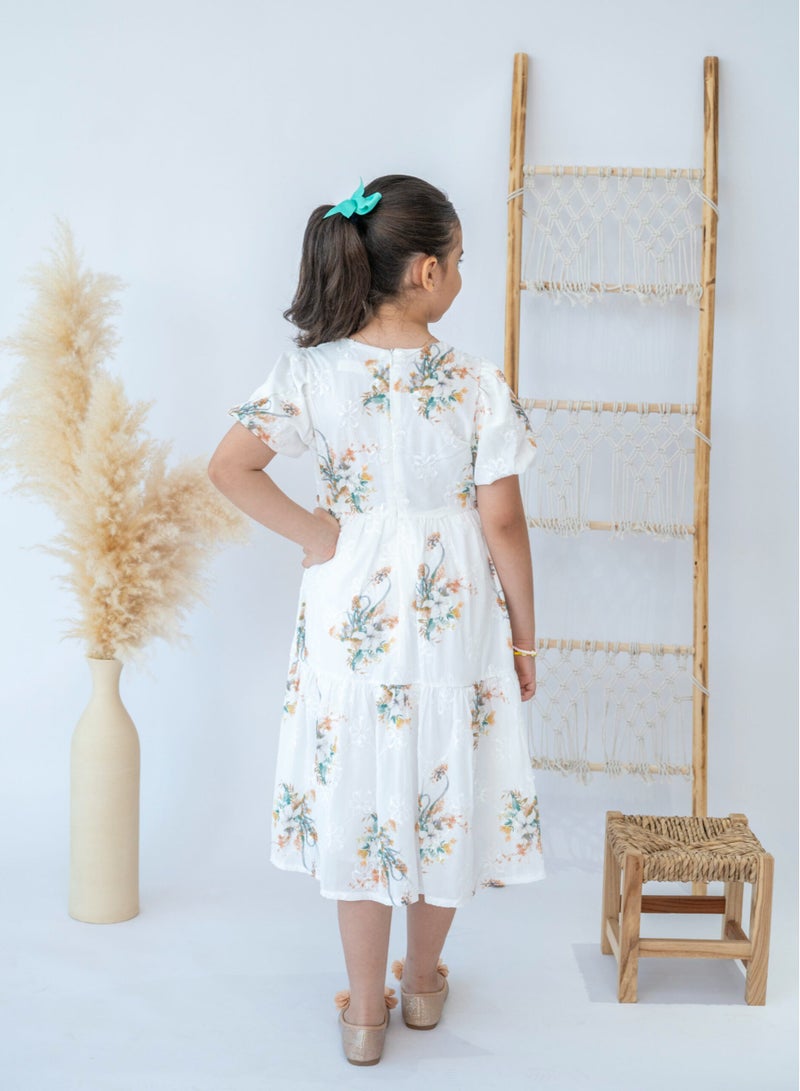 LALEENA Girls’ Elegant Floral Embroidered Midi Dress - Image 5