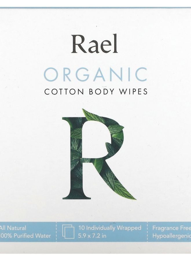 Organic Cotton Body Wipes Fragrance Free 10 Individually Wrapped Wipes