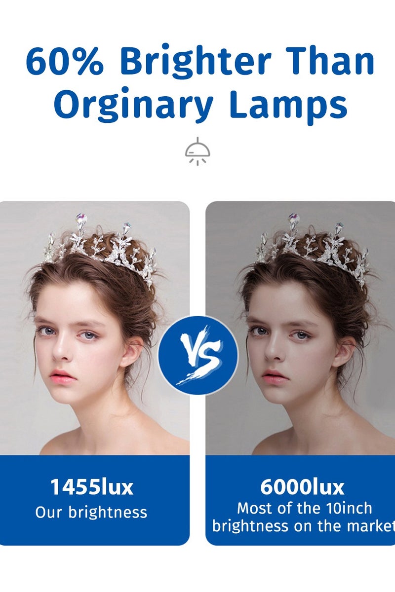 ليوكور مجموعة إضاءة فيديو LED مقاس 9 بوصات، إضاءة تصوير فوتوغرافي 12 واط 1455 لوكس مع حامل وحامل هاتف، إضاءة حلقية مع 5 درجات حرارة لونية وضبط زاوية 180 درجة لتسجيل الفيديو وبث الألعاب والبث المباشر - Image 4