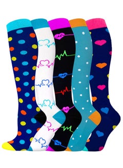 5 pairs Premium Graduated Compression Socks for Men & Women - 20-30mmHg Knee High Support for Running, Soccer, Nurses, Circulation Size L/XL