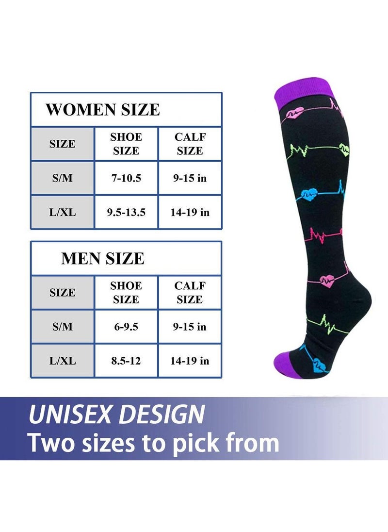 Sweet seven - 5 pairs Premium Graduated Compression Socks for Men & Women - 20-30mmHg Knee High Support for Running, Soccer, Nurses, Circulation Size L/XL - Image 1