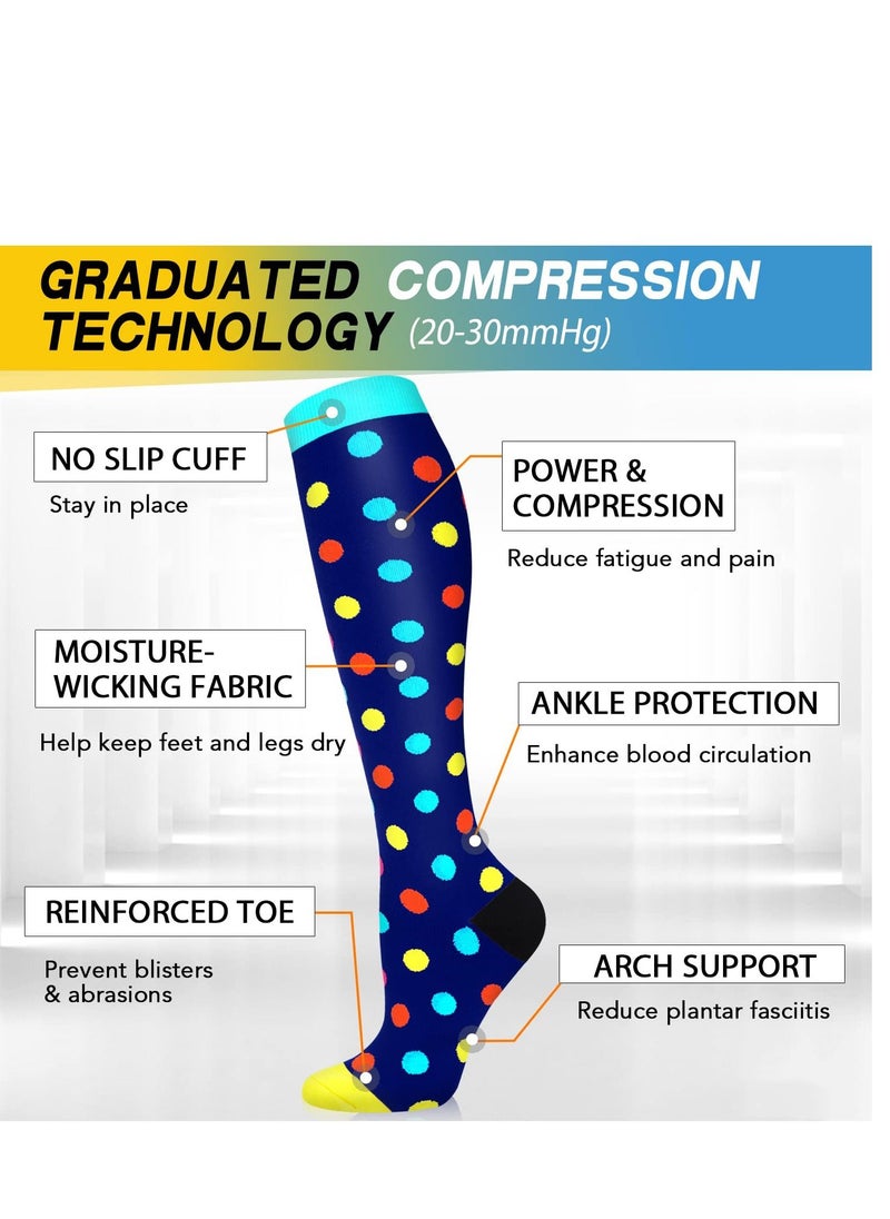 Sweet seven - 5 pairs Premium Graduated Compression Socks for Men & Women - 20-30mmHg Knee High Support for Running, Soccer, Nurses, Circulation Size L/XL - Image 1