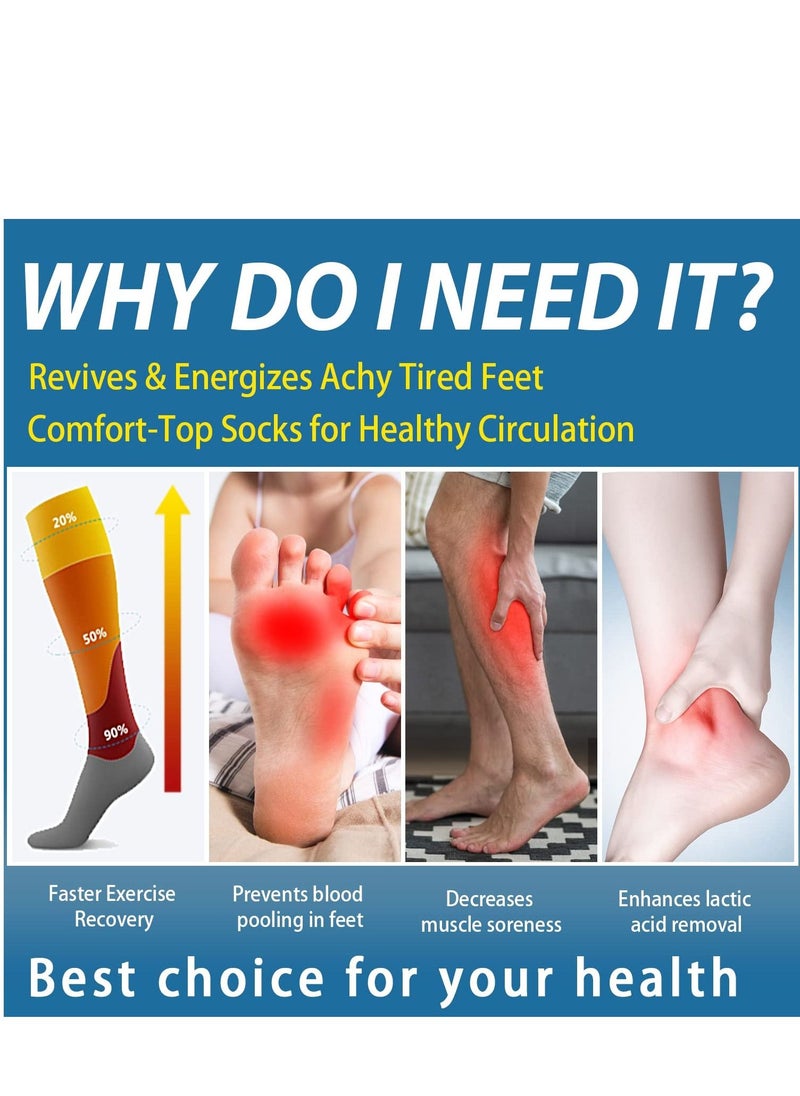 Sweet seven - 5 pairs Premium Graduated Compression Socks for Men & Women - 20-30mmHg Knee High Support for Running, Soccer, Nurses, Circulation Size L/XL - Image 1