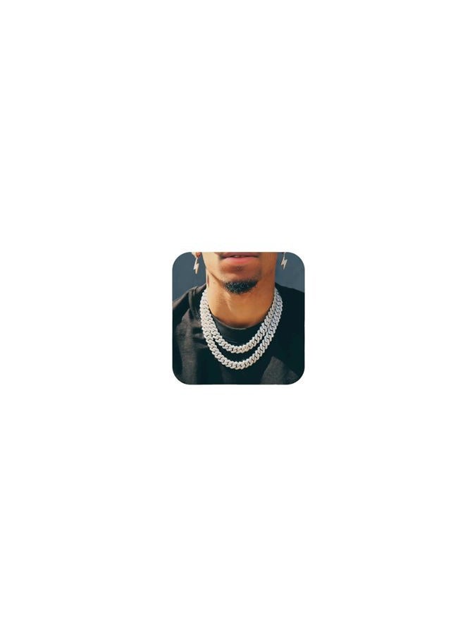 APaztip Mens Cuban Link Chain Silver/Gold 8''16''18''20''22''24'' Necklace Iced Out Thick Chain For Women Bling Diamond Cut Cuban Link Chains For Men Hip Hop Jewelry, 24" Layering or Pendant Length - Image 1