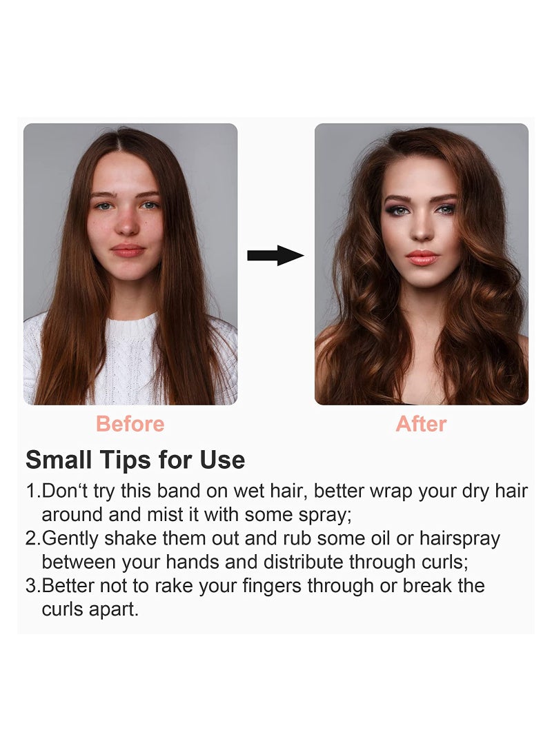 إسكدنيا Heatless Curling Rod Headband, Hair Rollers for Sleeping, 3pcs Hair Curling Headb and Soft Woolen Curling Ribbon with Hair Rope for DIY Hair Styling, Light Pink - Image 5