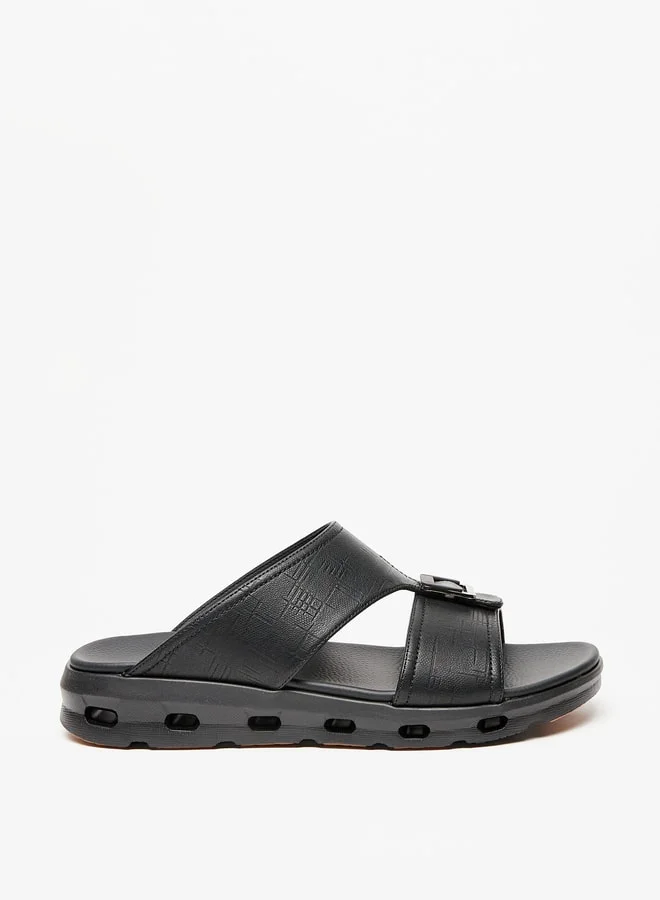 Le Confort Men's Textured Slip-On Arabic Sandals with Buckle Detail