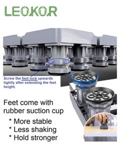 LEOKOR Washing Machine Base Stand, Adjustable Mobile Base with 4 Lockable Double Tubes Steel Wheels and 8 Strong Feet for Washing Machine Dryer Refrigerator  - Image 3