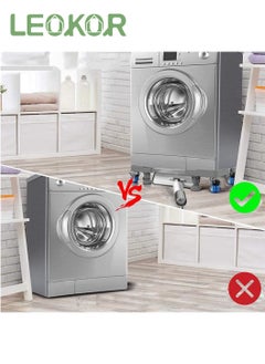 LEOKOR Washing Machine Base Stand, Adjustable Mobile Base with 4 Lockable Double Tubes Steel Wheels and 8 Strong Feet for Washing Machine Dryer Refrigerator  - Image 4