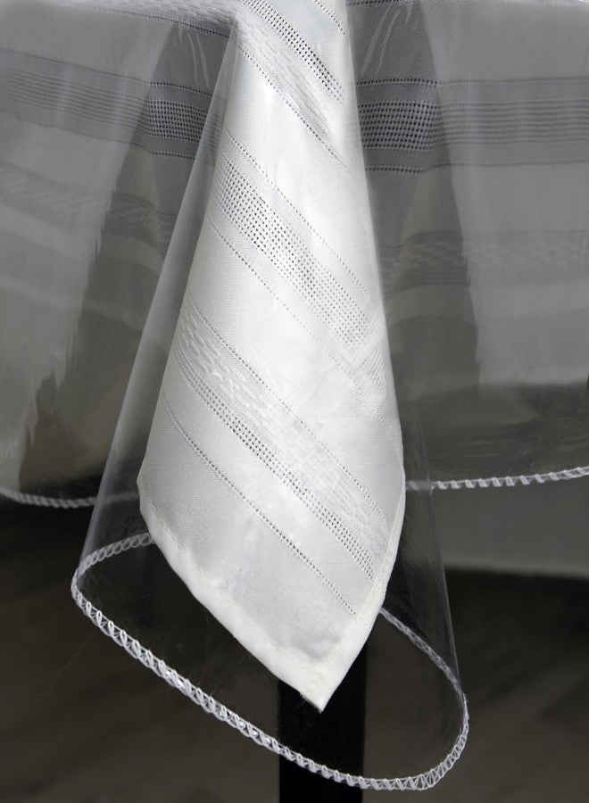 BRODER MFG. INC. واقي طاولة بلاستيكي شفاف شديد التحمل من برودر، مستطيل الشكل 60 × 108 بوصة - مقاوم للماء والزيوت، قابل للمسح، مصنوع من الفينيل، سميك من مادة PVC، مناسب لغرفة الطعام والمطبخ والمكتب والاستخدام اليومي - Image 1