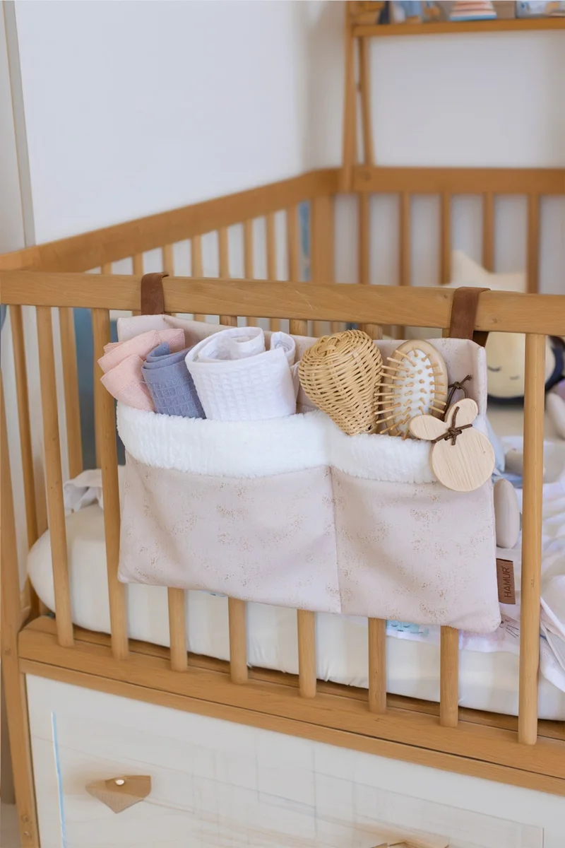 Hamur Dough Practical Hanger Organizer Baby Stroller Crib Side Fluffy Organizer Solid Beige