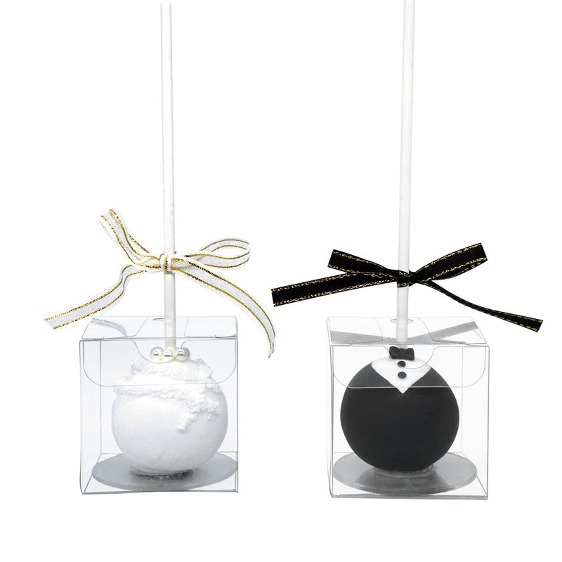 XINHPKGG 50pcs Clear Favor Boxes 2x2x2 Inch Clear Cake Pop Boxes with Hole Top Macaron Box Treat Box for Birthday Wedding Party - Image 1