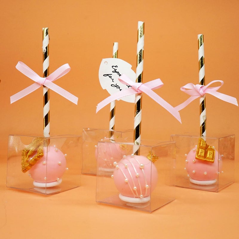 XINHPKGG 50pcs Clear Favor Boxes 2x2x2 Inch Clear Cake Pop Boxes with Hole Top Macaron Box Treat Box for Birthday Wedding Party - Image 5
