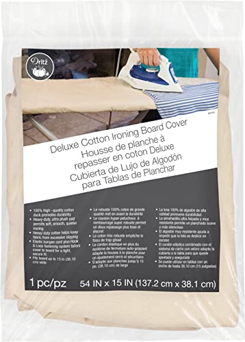 Dritz Clothing Care 82454 Deluxe Cotton Ironing Board Cover, 54 x 15-Inch , Beige - Image 1
