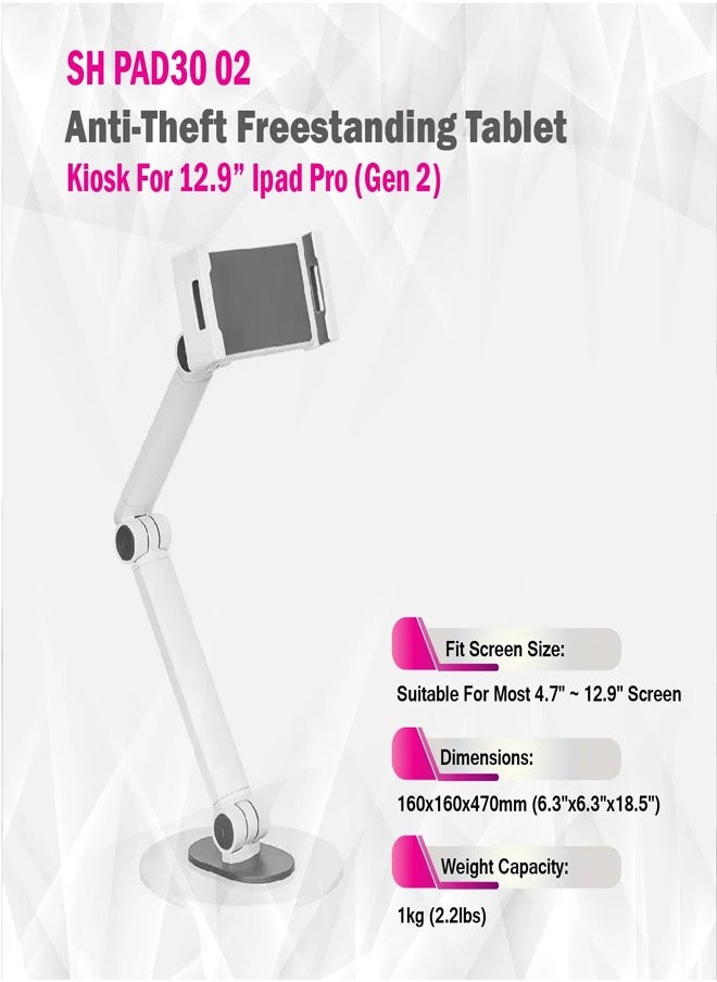 Skill Tech SH PAD02 Universal Anti-Theft Tablet Stand for 12.9" Tablets, VESA 100x100mm – Black  - Image 4