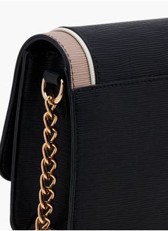 Flora Bella By Shoexpress Textured Crossbody Bag with Chain Strap and Button Closure  - Image 5