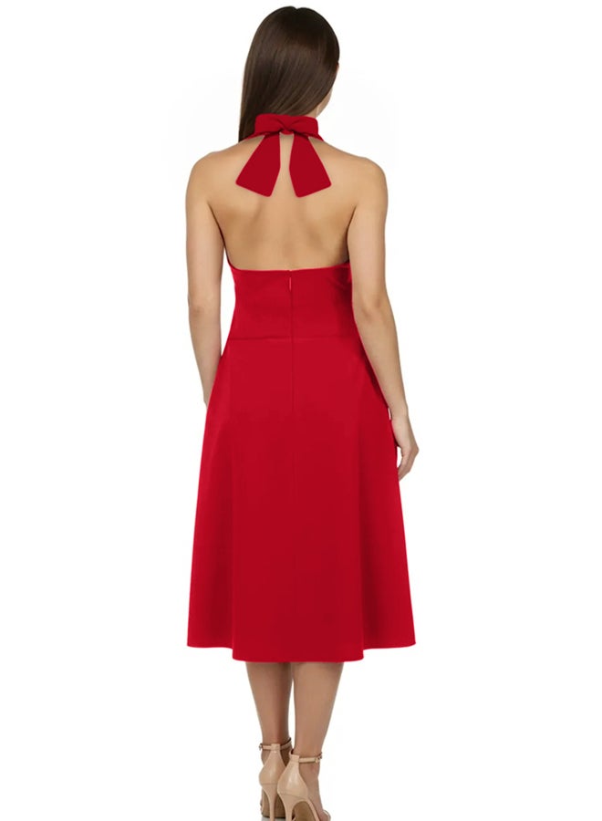 trendyol Red A-Line Bow Detail Woven Chic Dress TPRSS25EL00011 - Image 3
