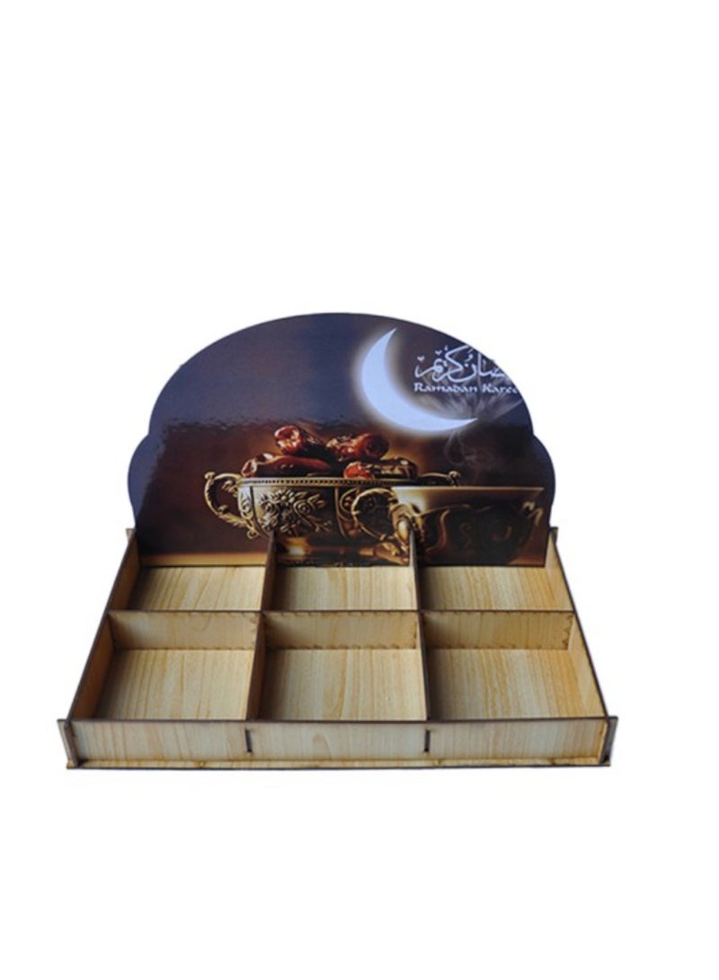ويفي علبة خشب رمضانية ب 6 خانات لتقديم التمور او المكسرات - Image 4
