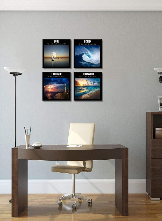 Visual Art Decor Large Motivation Teamwork Leadership Action Goal Inspirational Quotes Canvas Wall Art Ocean Waves Sea Seascape Picture Prints for Home Office Wall Decoration Set of 4 Ready to Hang - Image 5