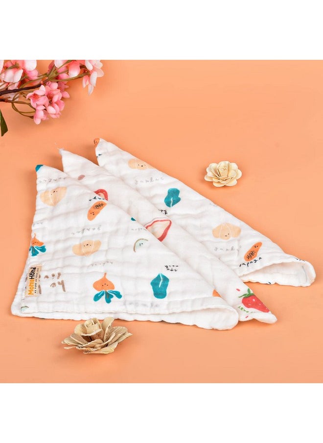MOM'S HOME Super Soft Organic Cotton Baby Muslin Wash Cloth/Napkin 6 Layer | Hankies For Baby | 25X25 Cm | Pack Of 3  - Image 1