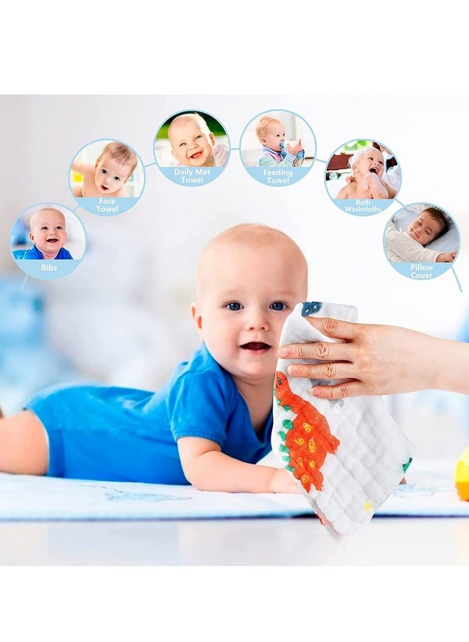MOM'S HOME Super Soft Organic Cotton Baby Muslin Wash Cloth/Napkin 6 Layer | Hankies For Baby | 25X25 Cm | Pack Of 3  - Image 5