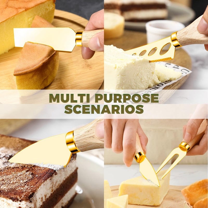 Mlurcu Charcuterie Boards Accessories Gold Charcuterie Utensils Cheese Butter Spreader Knife Set with Wooden Handles Small Serving Tongs Mini Forks and Spoons Flags Toothpick for Party Platter Appetizers - Image 5