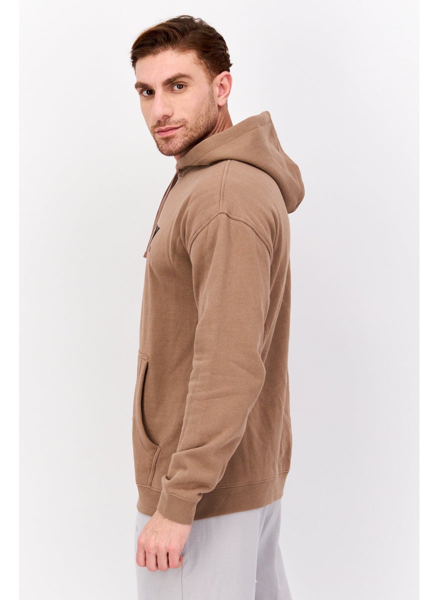 Hurley - Men Brand Logo Long Sleeves Hooded Sweatshirt, Tan - Image 1