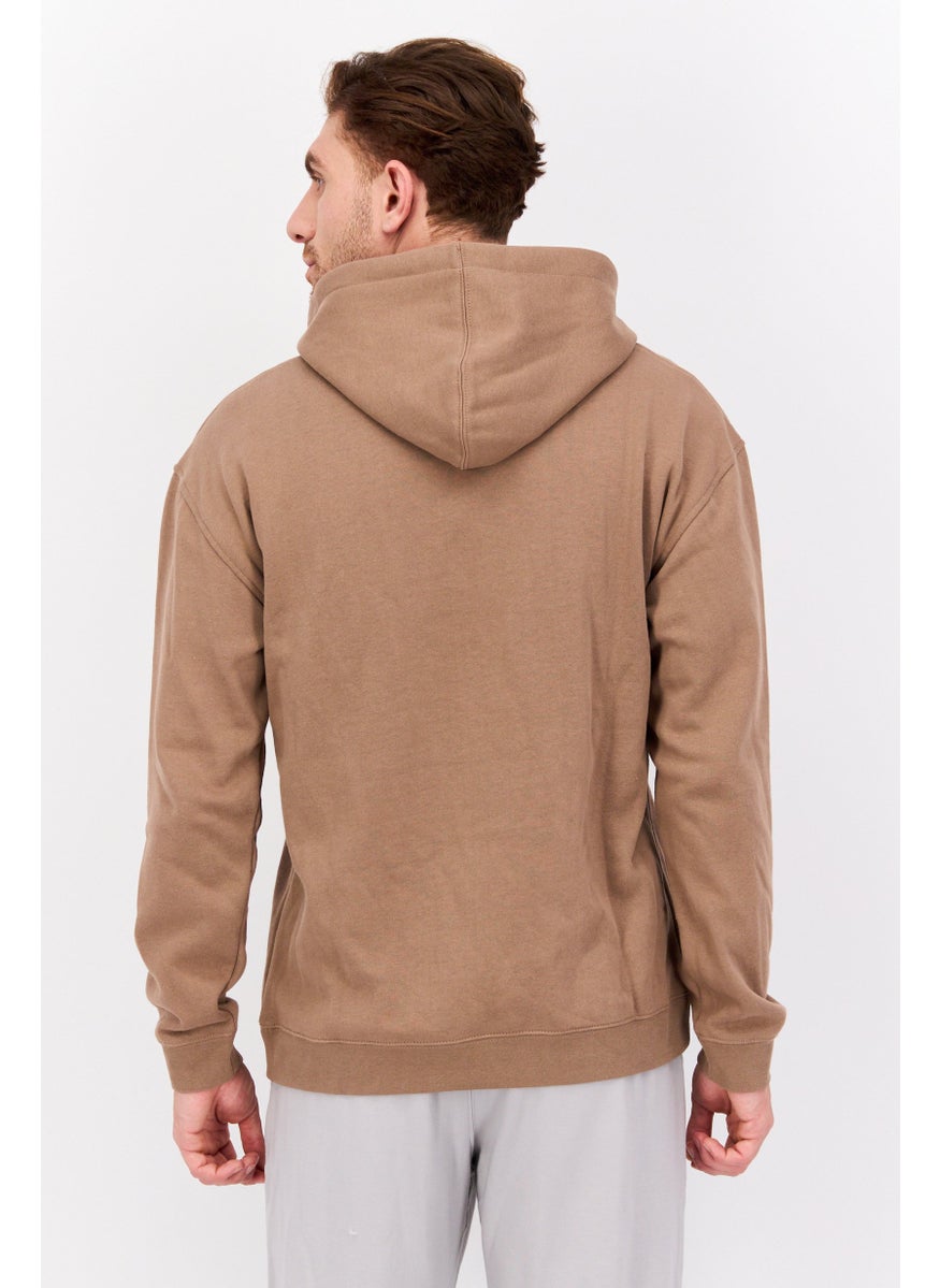 Hurley - Men Brand Logo Long Sleeves Hooded Sweatshirt, Tan - Image 1