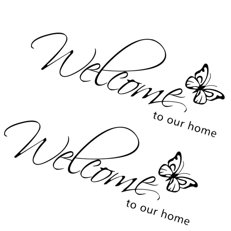 🏠 ملصقات حائط للترحيب ببيتنا مع ملصق للنوافذ والأبواب باللون الأسود - Image 2