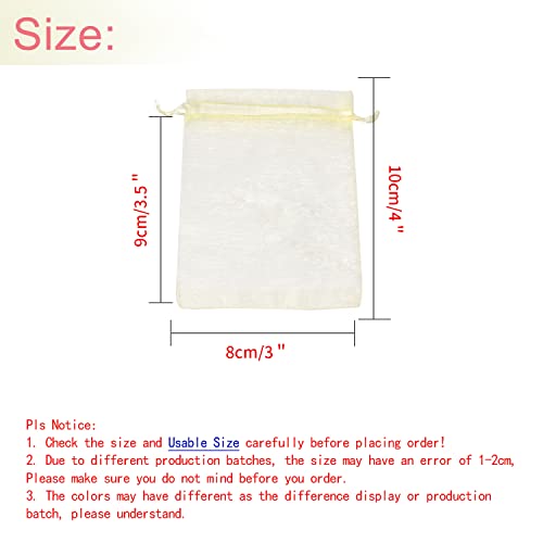 Bezall 50Pcs Sheer Organza Bags 3x4 inch, Small Jewelry Gift Bags with Drawstring for Wedding Party Favor Christmas Candy Pouches (Beige) - Image 3