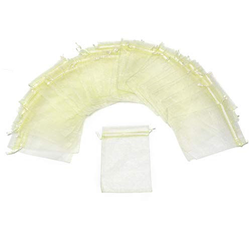 Bezall 50Pcs Sheer Organza Bags 3x4 inch, Small Jewelry Gift Bags with Drawstring for Wedding Party Favor Christmas Candy Pouches (Beige) - Image 2